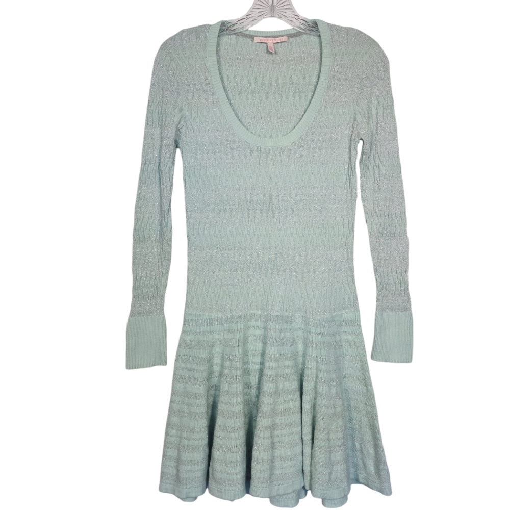 Victoria's Secret Sz S Pullover Mixed Knit Long Sleeve Drop Waist Sweater Dress.